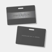 モダン ダーク グレー グラデーション 名前またはビジネス名 バッジ (Front & Back)