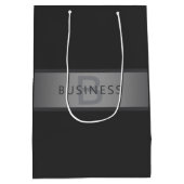 モダン ダーク グレー グラデーション 名前またはビジネス名 ミディアムペーパーバッグ (裏面)