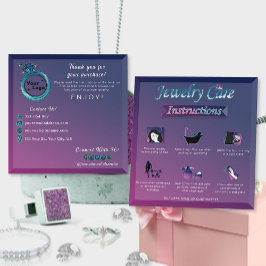 モダン ダーク ピンク ブルー グラデーション ジュエリー ケア ガイド エンクロージャーカード