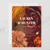 モダン ダーク ムーディー サンセット カラー フラワル ウェディング インビテーション (正面)
