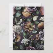 モダン ダーク ムーディ パープル スクリプト フローラル ウェディング インビテーション (裏面)