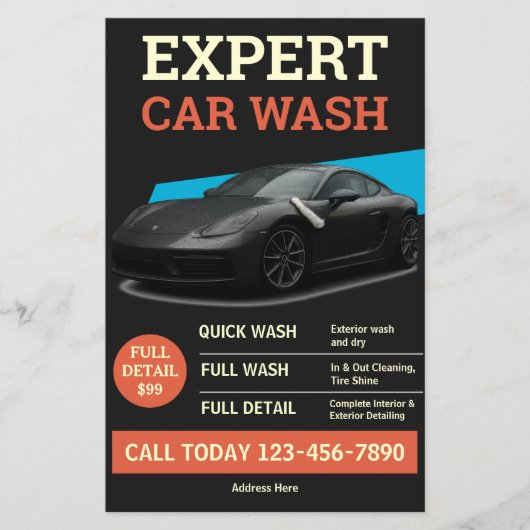 モダン ダーク 自動車コーティング プロモーション レイアウト チラシ (正面)