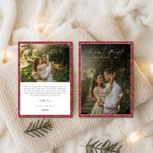 モダン・チェックの新婚初のクリスマス 2枚の写真 シーズンカード