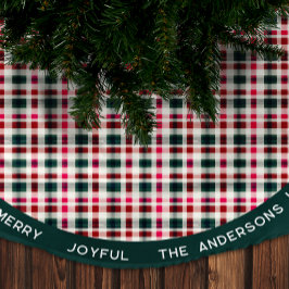 モダン・チェッククリスマス | ハッピー メリー ジョイフル ブラッシュドポリエステルツリースカート
