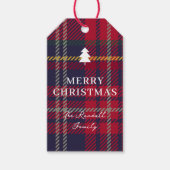 モダン・チェック柄のクリスマスツリー ギフトタグ (正面)