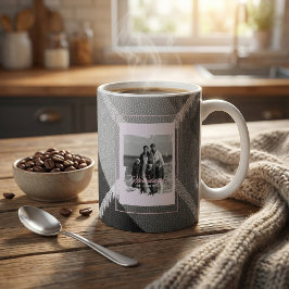 モダン・チェック柄のレトロ風クリスマスフォトマグカップ コーヒーマグカップ