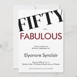 モダン チェリー ワインで五十代を華やかに Fifty & Fabulous 50歳の誕生日 招待状