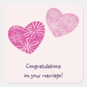 モダン ツイン ハーツ 結婚おめでとう スクエアシール (正面)