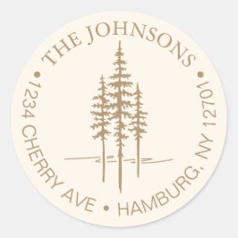 モダン ツリー フォレスト ラスティック ウェディング 返信住所 ラウンドシール