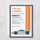 モダン ツー ファスト レース カー ボーイ 2歳 誕生日 招待状 (正面)
