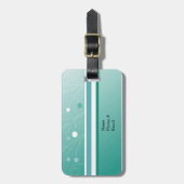 モダン・ティールストライプ ラゲッジタグ (正面縦)