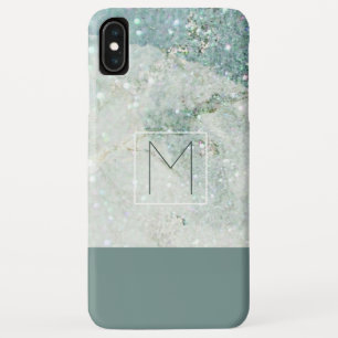 モダン ティールブルー マーブル ミニマル モノグラム iPhone XS MAXケース