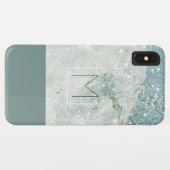 モダン ティールブルー マーブル ミニマル モノグラム Case-Mate iPhoneケース (裏面(横))