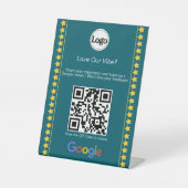 モダン・ティールロゴ評価GoogleレビューQRコード 台座サイン (正面)