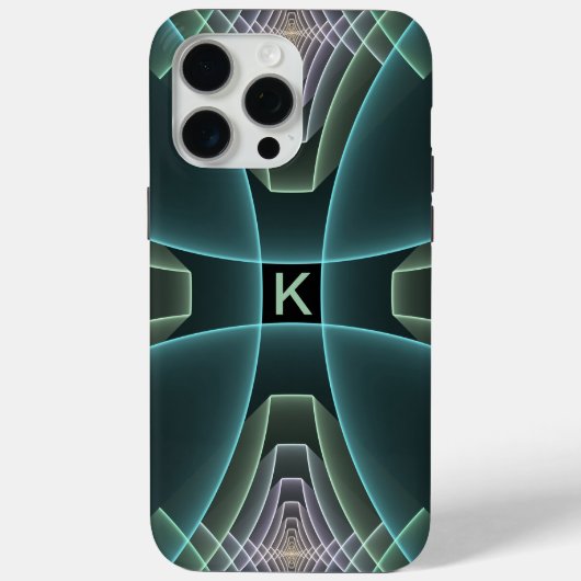 モダン・ティール幾何学フラクタルアート グラフィックモノグラム Case-Mate iPhoneケース (裏面)