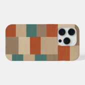 モダン・ティール&ベージュ幾何学ブロック iPhoneケース (裏面横)