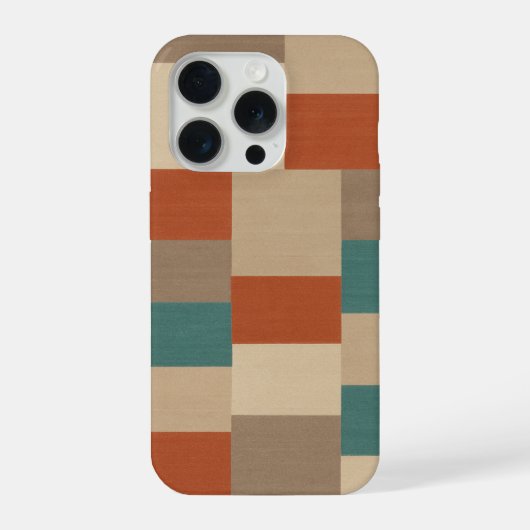 モダン・ティール&ベージュ幾何学ブロック iPhoneケース (裏面)