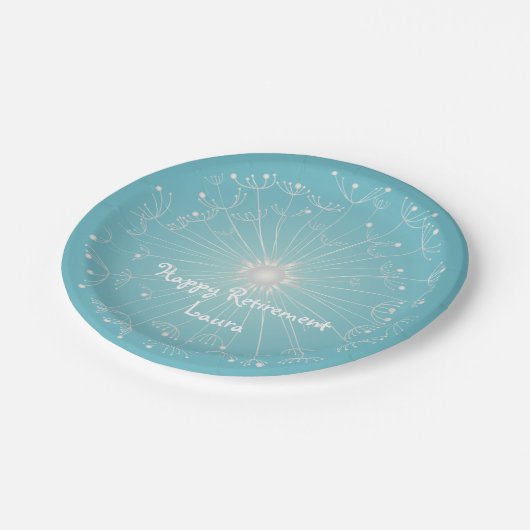 モダン、ティール(緑がかった色)の退職パーティーのプレート ペーパープレート (アングル)