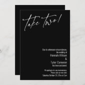モダン テイク ツー！ 黒 延期結婚式カード 招待状 (正面/裏面)
