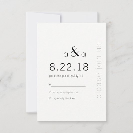 モダン テキスト ウェディング インビテーション RSVP カード (正面)