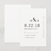 モダン テキスト ウェディング インビテーション RSVP カード (正面/裏面)