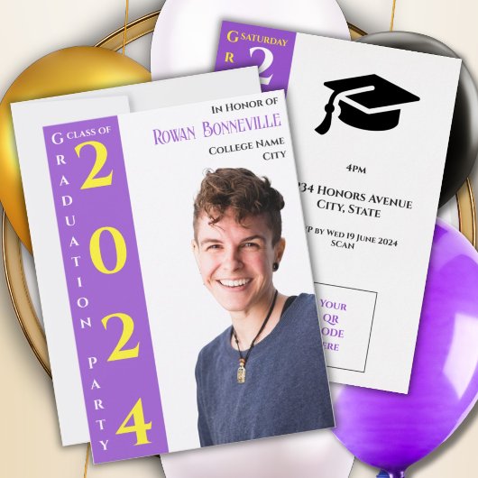 モダン テキスト 1 写真 イエロー ホワイト パープル ブラック セーブザデート