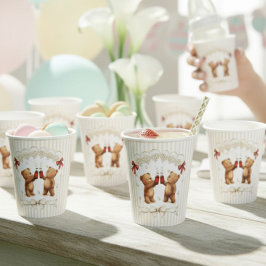 モダン テディベア 出産祝いパーティー 紙コップ