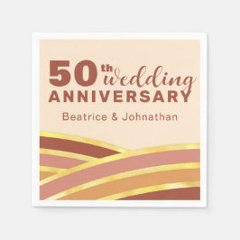 モダン テラコッタ＆ゴールド 50周年記念結婚式 スタンダードカクテルナプキン