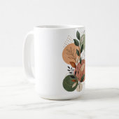 モダン テラコッタ 抽象的形状と植物レ コーヒーマグカップ (正面左)