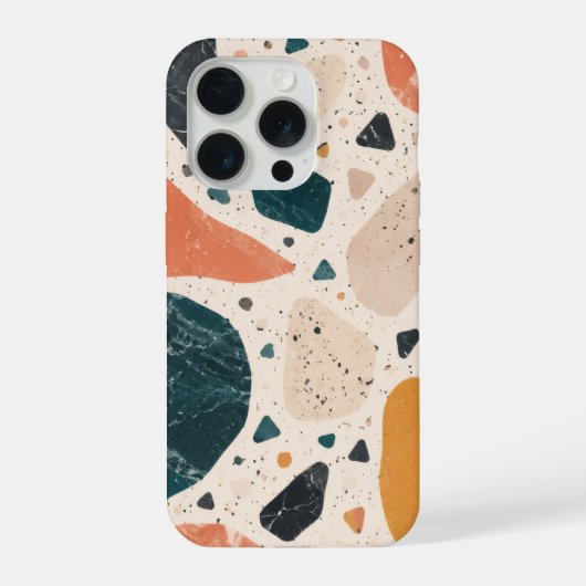モダン・テラゾー抽象柄スマホケース iPhoneケース (裏面)