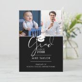 モダン テン アンド ナウ 2 フォト 卒業パーティー 招待状 (スタンド正面)