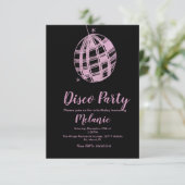 モダン ディスコパーティ フェイクグリッター ピンクボール 招待状 (スタンド正面)