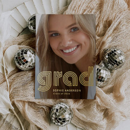 モダン ディスコ | フォト 卒業発表 ゴールド フォイル 箔招待状