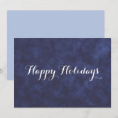 モダン ディープブルー ボケ ハッピー ホリデー カード (正面/裏面)