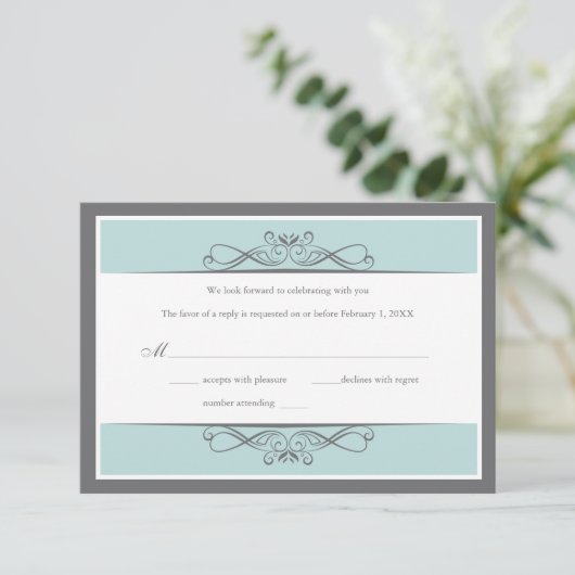 モダン デコレーション ウェディング (横) 返信カード (スタンド正面)