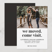 モダン デザイン 引越しました 遊びに来てください フォト タイポグラフィー 移動中 案内状 (正面/裏面)
