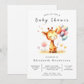モダン デジタル キリン ベビーシャワー 招待状 (正面/裏面)