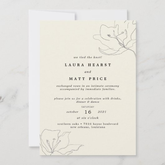 モダン デリケート エッグシェル フローラル エロープメント 招待状 (正面)