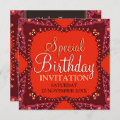 モダン トライバル特別バースデーパーティー招待状 招待状 (正面/裏面)