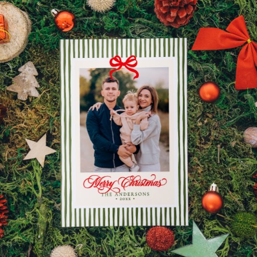モダン トラディショナル メリークリスマス ネーム&フォト シーズンカード