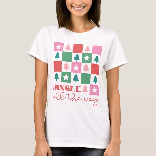 モダン トレンディーなジングル・オール・ザ・ウェイ 女性用クリスマス Tシャツ (正面)