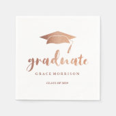 モダン&トレンディーバラ金ゴールドパーソナライズされた卒業 スタンダードカクテルナプキン (正面)