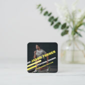 モダン&トレンディーパーソナルトレーナーフィットネス写真 スクエア名刺 (スタンド正面)