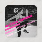 モダン&トレンディーパーソナルトレーナーフィットネス写真 スクエア名刺 (正面)