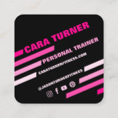 モダン&トレンディーパーソナルトレーナーフィットネス写真 スクエア名刺 (裏面)