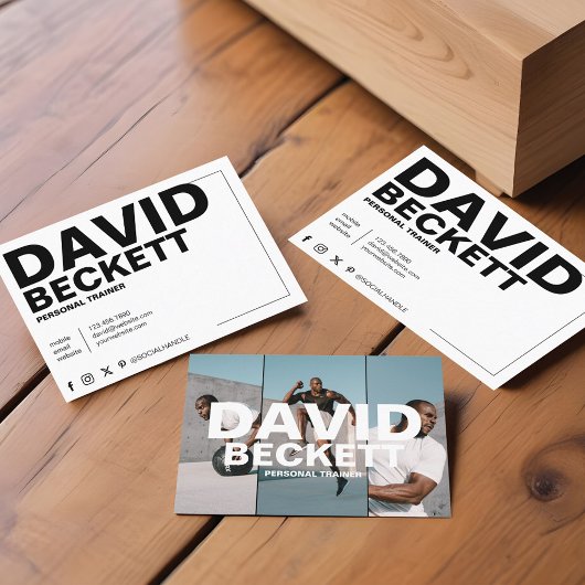 モダン&トレンディーパーソナルトレーナーフィットネス3写真 名刺