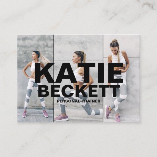 モダン&トレンディーパーソナルトレーナーフィットネス3写真 名刺 (正面)