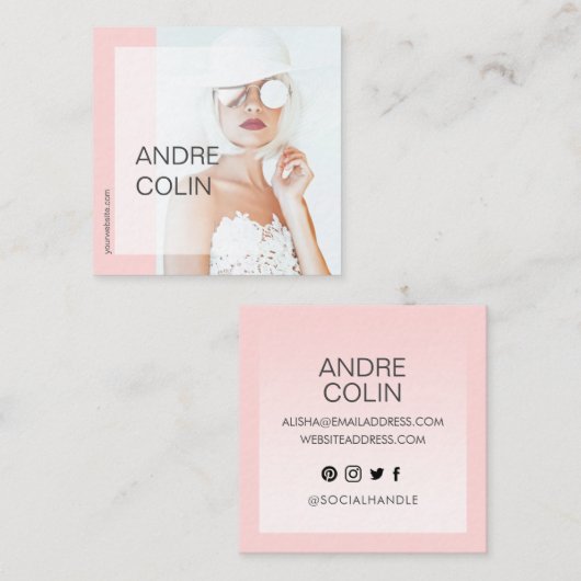 モダン&トレンディー美しいとファッション写真 スクエア名刺 (正面/裏面)
