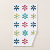 モダン&トレンディー金ゴールドブルーグリッター花 バスタオルセット (ハンドタオル)