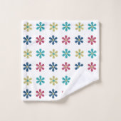 モダン&トレンディー金ゴールドブルーグリッター花 バスタオルセット (ウォッシュタオル)